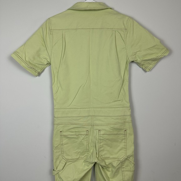 Wildfang Essential Denim High Waisted Coverall Lime Green Womens XSmall Jumpsuit - Picture 9 of 15